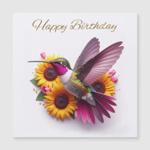 Pássaro beija voando com flores Feliz Aniversário