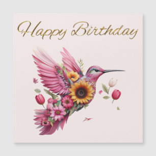 Pássaro beija voando com flores Feliz Aniversário