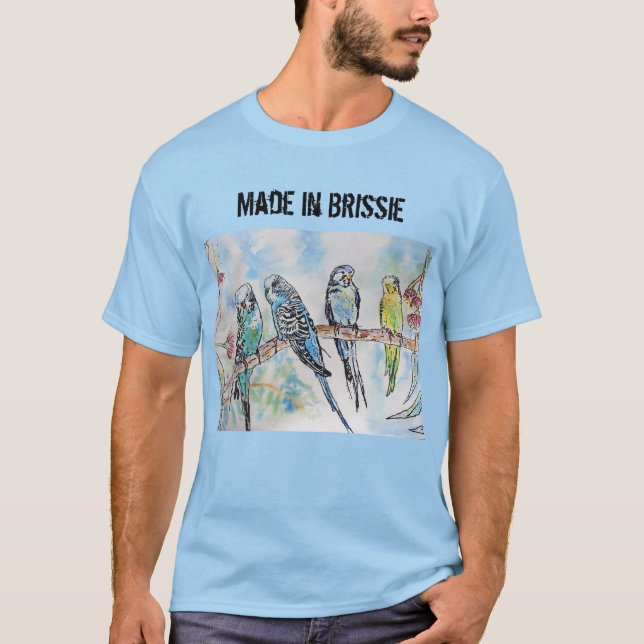 Pássaro Budgerigar Ornitado Feito Em Camisa Brissi (Frente)