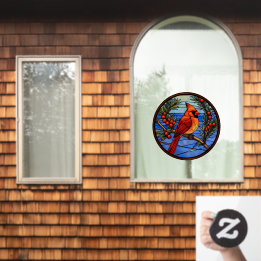 Pássaro Cardeal No Berry Bush Faux Vidro Escondido