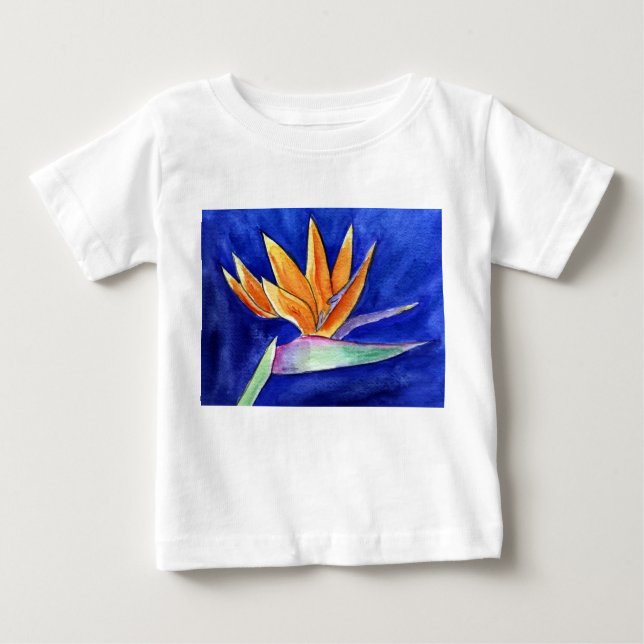 Pássaro da Flor do Paraíso pintando T-Shirt (Frente)