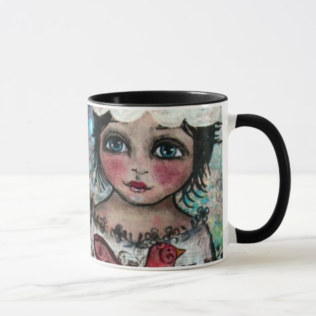 Pássaro da menina da arte da caneca de café um (Direita)