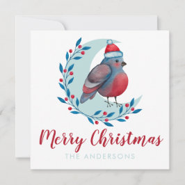 Pássaro de Aquarela Personalizado No Cartão De Nat