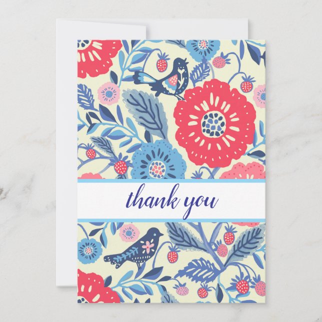 Pássaro De Arte Folha E Cartões de agradecimentos  (Frente)