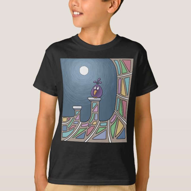 Pássaro de Tiki roxo com T-Shirt cheio (Frente)