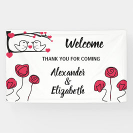 Pássaro do Amor de Banner de Casamento Bem-vindo