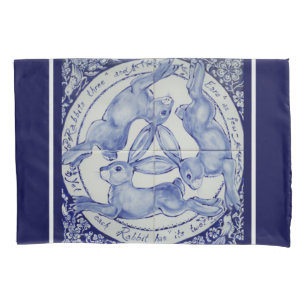 Pássaro do Coelho Azul e Branco com Três Hares