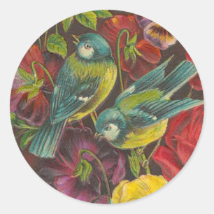 Pássaro do vintage e etiquetas cor-de-rosa