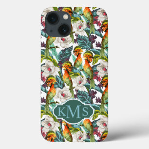 Pássaro e Flor Exótica Monograma