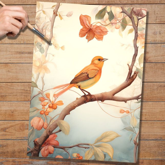 Pássaro em Florais 5 Papel de Decoupage (Criador carregado)