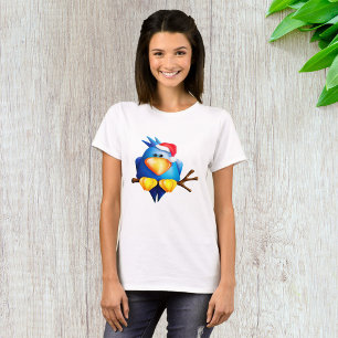 Pássaro Em Uma Camiseta Do Papai Noel