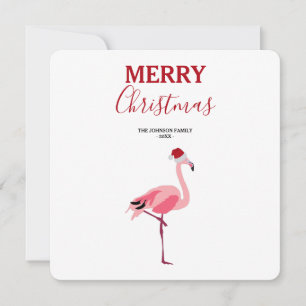 Pássaro Flamingo Rosa de Natal com Cartão de Papai