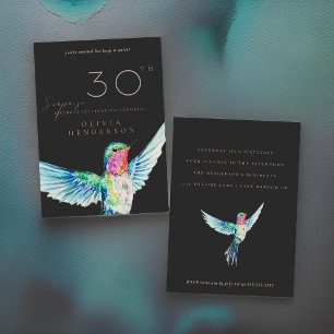 Pássaro Humino Negro Qualquer Convite de Aniversár