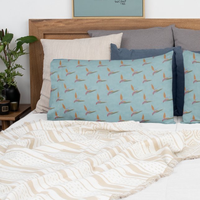 Pássaro Moderno Azul Tropical de Paraíso Desenhado (Criador carregado)