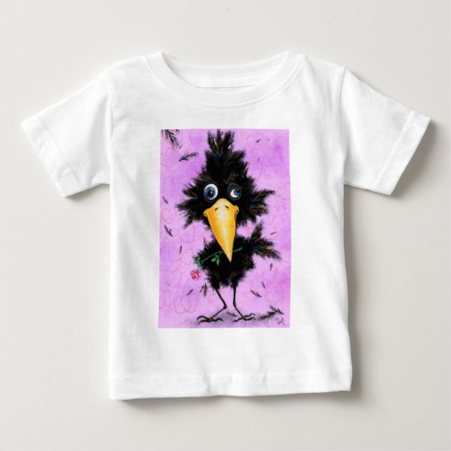 Pássaro Romântico com Camiseta Rosa Engraçado (Frente)