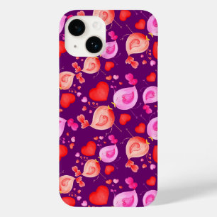 Pássaros adoram corações cor-de-rosa roxo vermelho