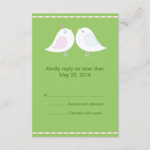 Pássaros Adoráveis com Cartão RSVP Verde