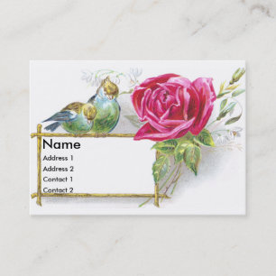 Pássaros & cartão do comércio do Victorian do rosa