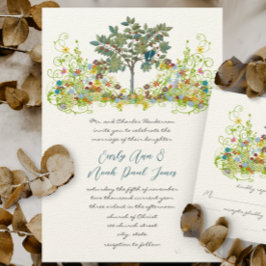 Pássaros Com Amor De Flor Reunidos Convite Para Ca