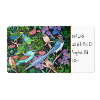 Pássaros da selva da etiqueta de Ásia