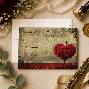 Pássaros de Amor Árvore de Coração Casamento RSVP 