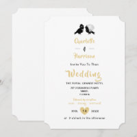 Pássaros de Amor Bonito Dourado Convite para Casam