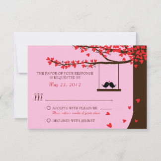 Pássaros de Amor Carvalhos Corações Caindo RSVP
