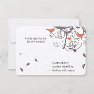 Pássaros de Amor Casamento RSVP Árvore de Madeira
