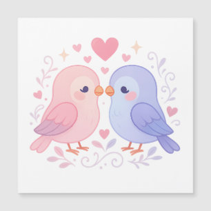 Pássaros de Amor Fofos Ilustração Pastel Romântica