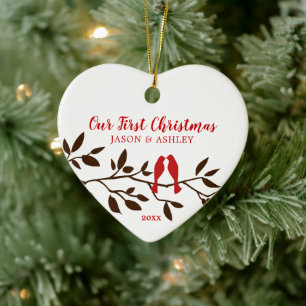 Pássaros de Amor Nosso Primeiro Ornamento de Natal