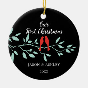 Pássaros de Amor Nosso Primeiro Ornamento de Natal