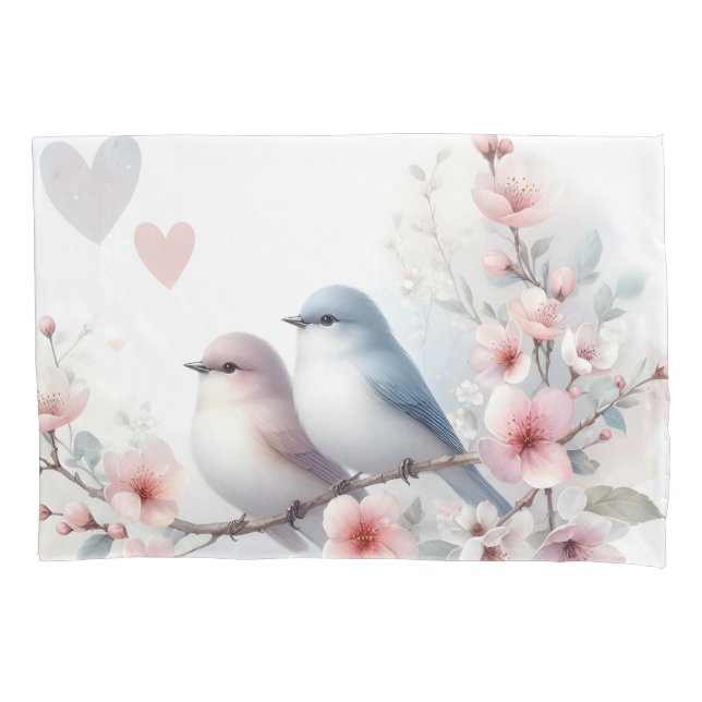 Pássaros de Amor Romântico Ramo de Flor de Cerejei (Frente)