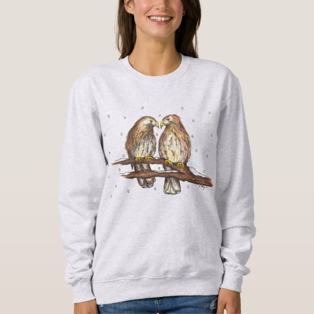 Pássaros de pele vermelha mastigam camisa de Natal (Frente)