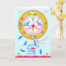 Pássaros de um Artesanato de penas juntos Cartão 3