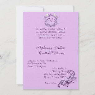 Pássaros do Amor Convite para Casamento Roxo/Lavan