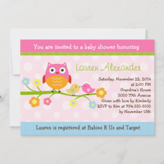 Pássaros do Amor e Coruja no Convite para Chá de f