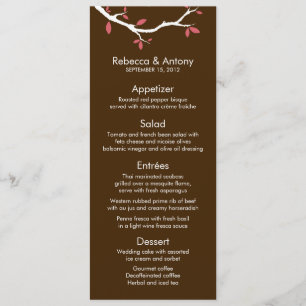 Pássaros do Amor em Cartões de Menu de Casamento e