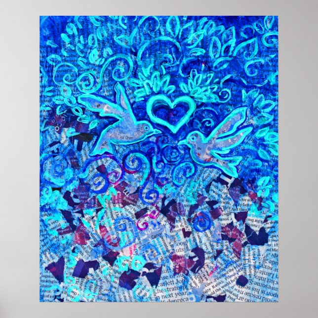 Pássaros do Amor, em texto reciclado, Poster 55 x  (Frente)