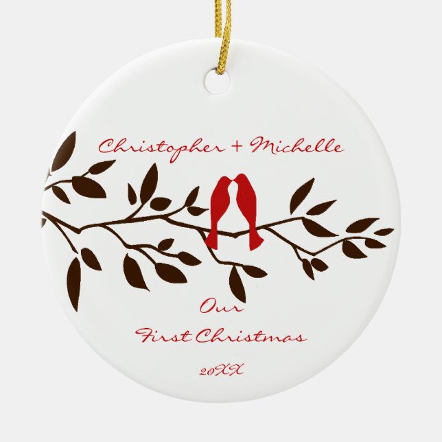 Pássaros do amor nossos primeiros enfeites de (Frente)