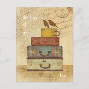 Pássaros do Amor Pensando em você Cartão Postal