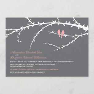 Pássaros do amor que Wedding o convite (rosa)