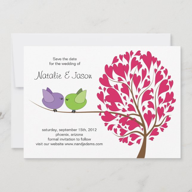 Pássaros do Amor Salvem o Cartão de Data (Frente)