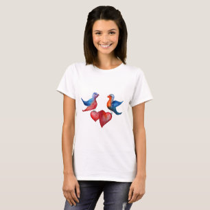 Pássaros do amor, t-shirt básico dos pássaros d