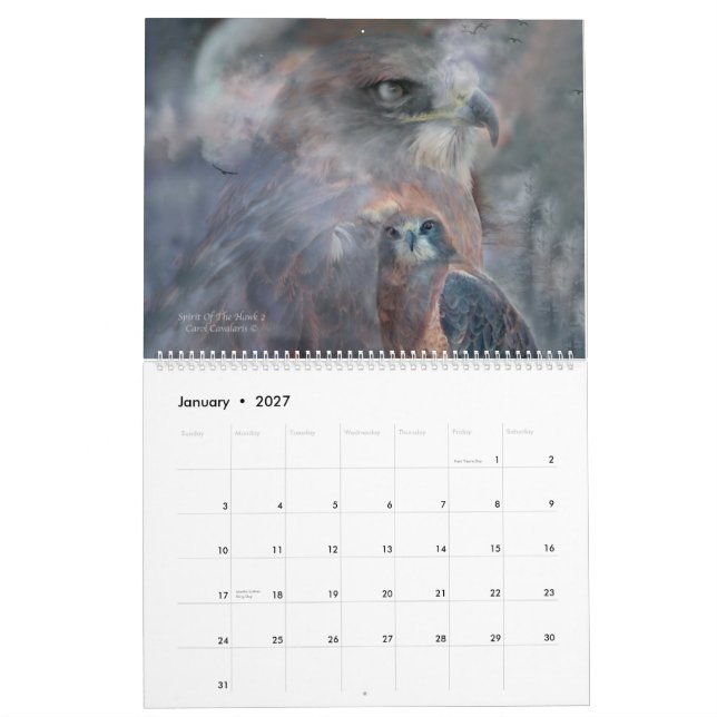 Pássaros do calendário 2015 da arte da rapina (Jan 2027)