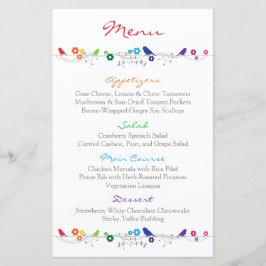 Pássaros dos Menus do Arco-Íris Flores