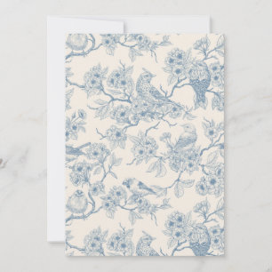 Pássaros e flor de cerejeira em azul e branco esma