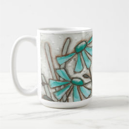 Pássaros e flores/azul de Laguna - caneca