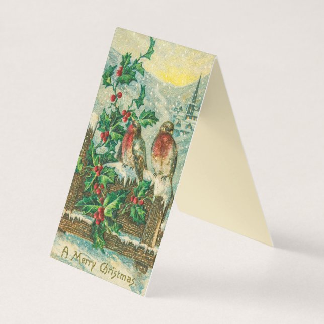 Pássaros e Holly Berries Feliz Cartão de Natal (Frente)