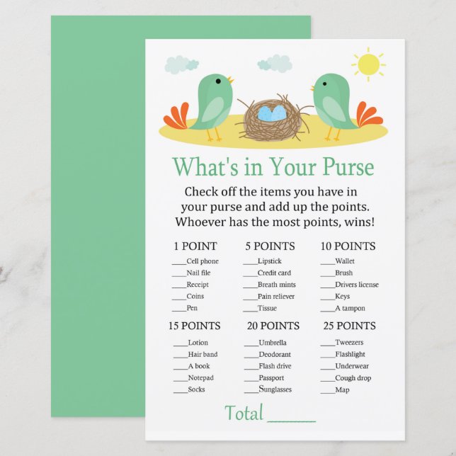 Pássaros e ninhos O que há no seu show de bebês (Frente/Verso)