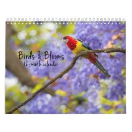 Pássaros & flores calendário de 12 meses